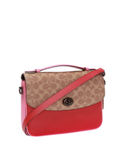 Coach 74091 Cassie Signature Blocking Crossbody Tan Red Apple