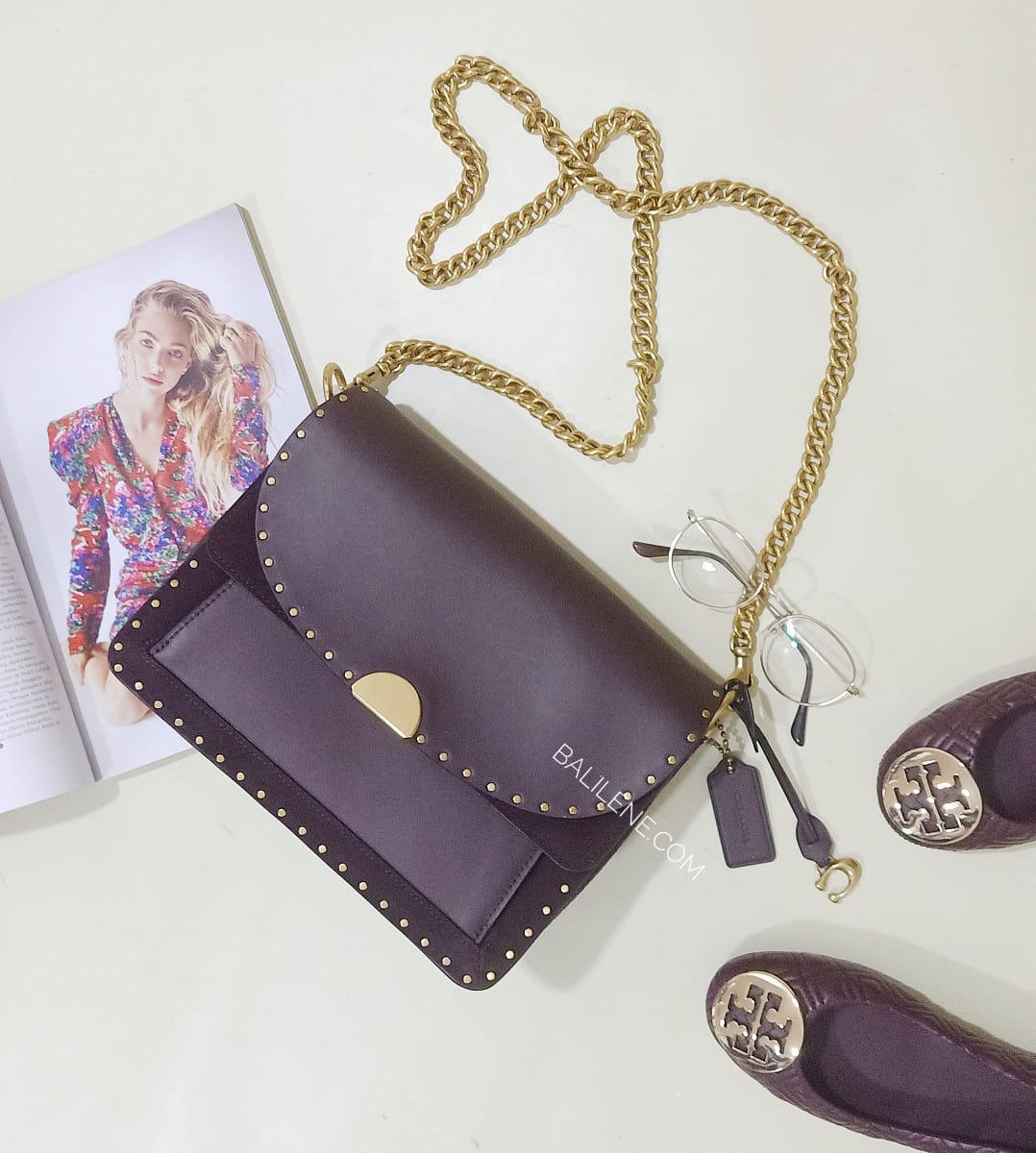 Coach 76045 Dreamer Shoulder Bag With Rivets Oxblood