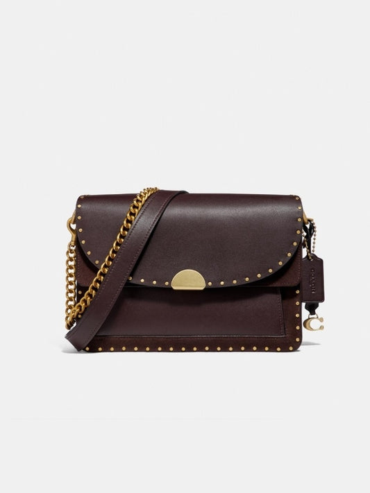 Coach 76045 Dreamer Shoulder Bag With Rivets Oxblood