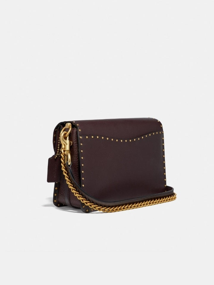 Coach 76045 Dreamer Shoulder Bag With Rivets Oxblood