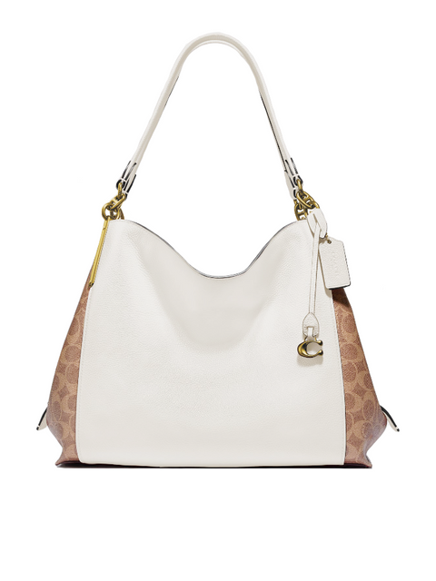 Coach 76078 Dalton 31 With Signature Canvas Blocking Tan Chalk