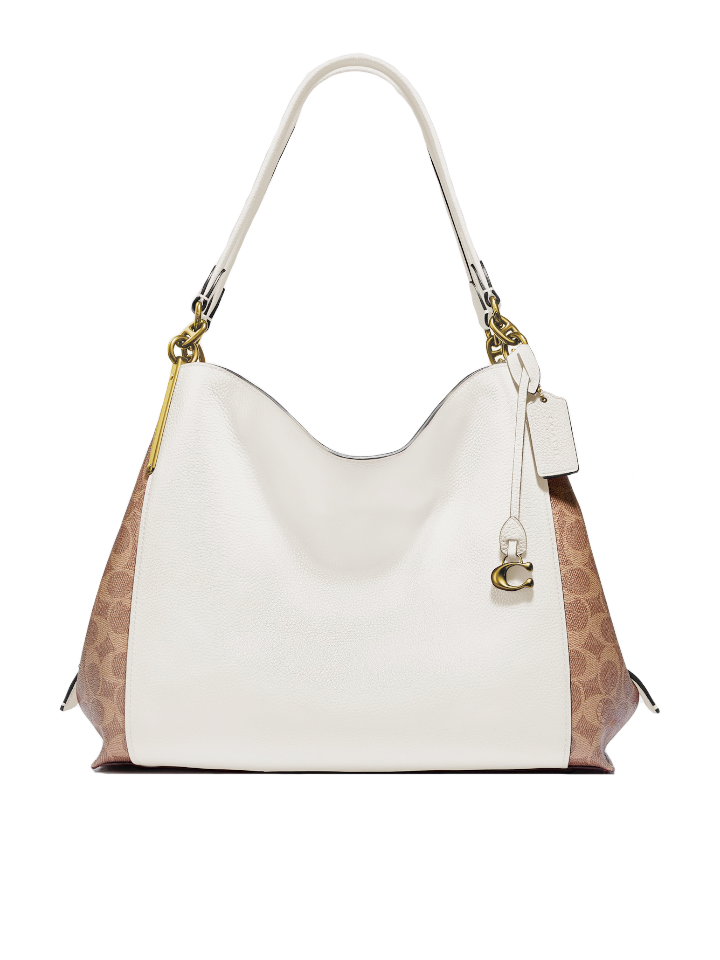 Coach 76078 Dalton 31 With Signature Canvas Blocking Tan Chalk