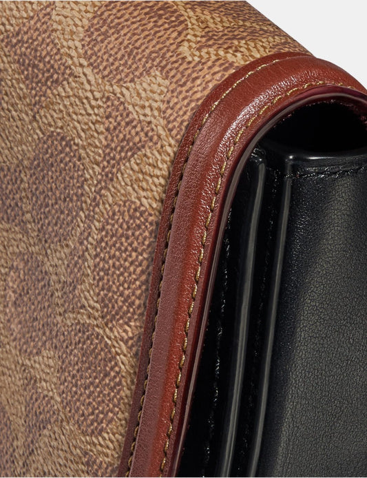 Coach 76264 Saddle Belt Bag In Colorblock Signature Canvas In Tan Rust