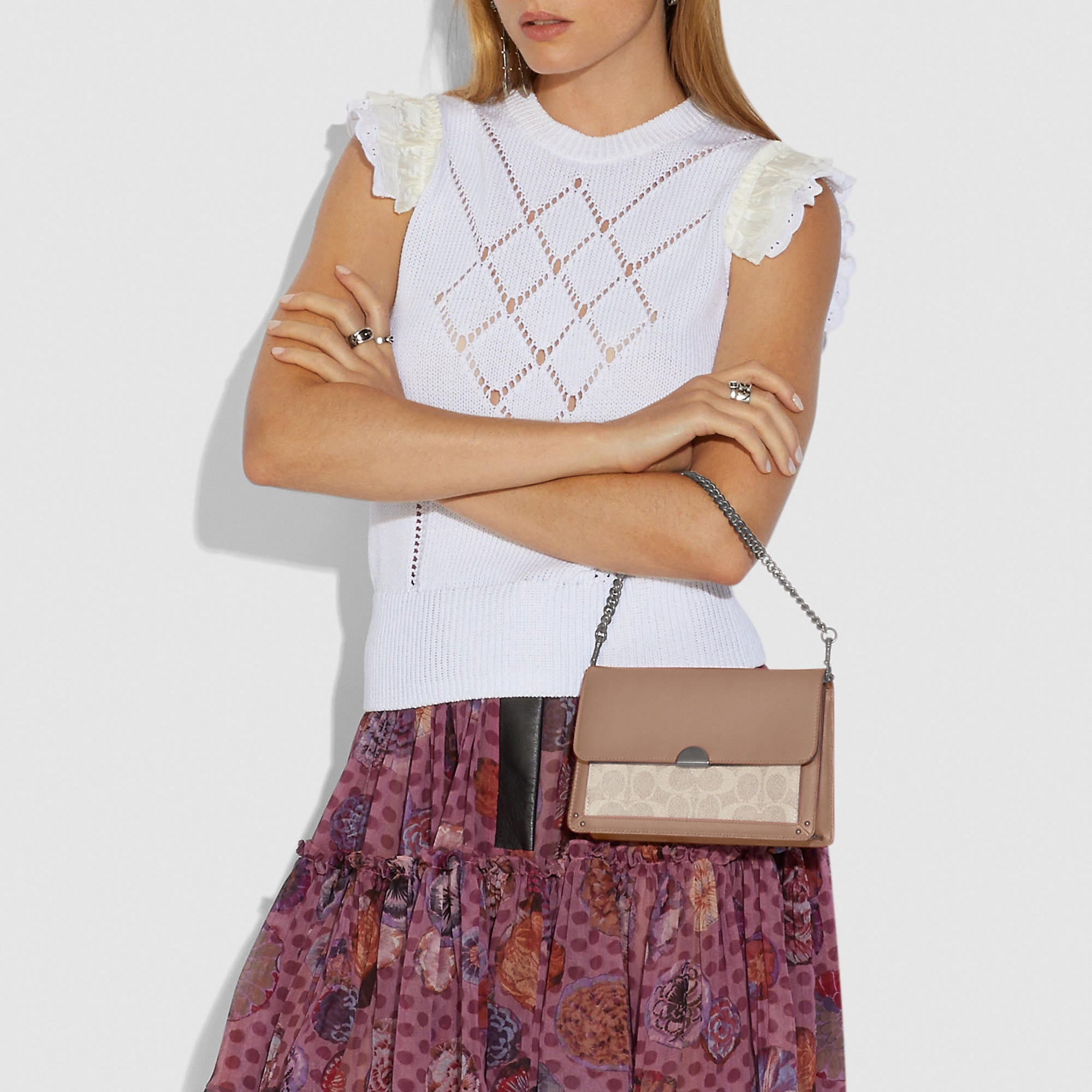 Coach 87898 Colorblock Signature Dreamer Crossbody Sand Taupe