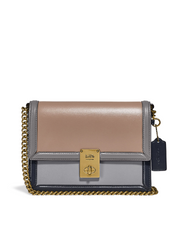 Coach 89070 Hutton Shoulder Bag In Colorblock Brass/Taupe Granite Multi