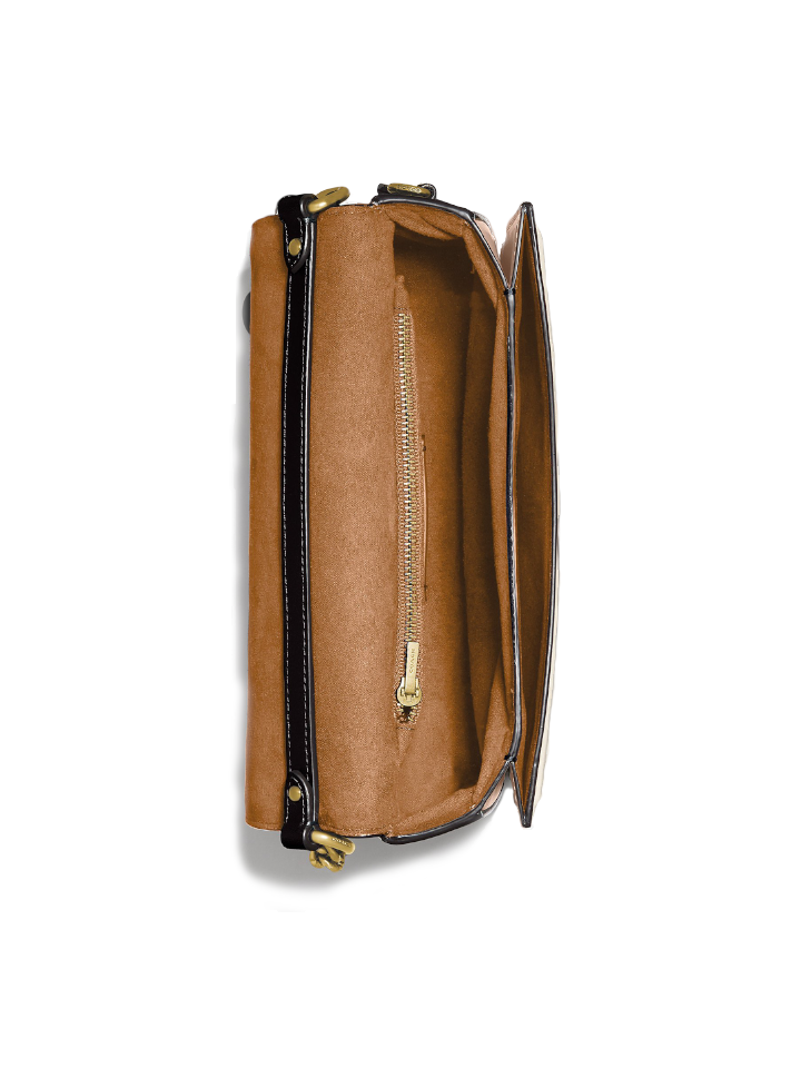 Coach 89070 Hutton Shoulder Bag In Colorblock Taupe Ginger Multi