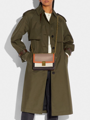 Coach 89070 Hutton Shoulder Bag In Colorblock Taupe Ginger Multi