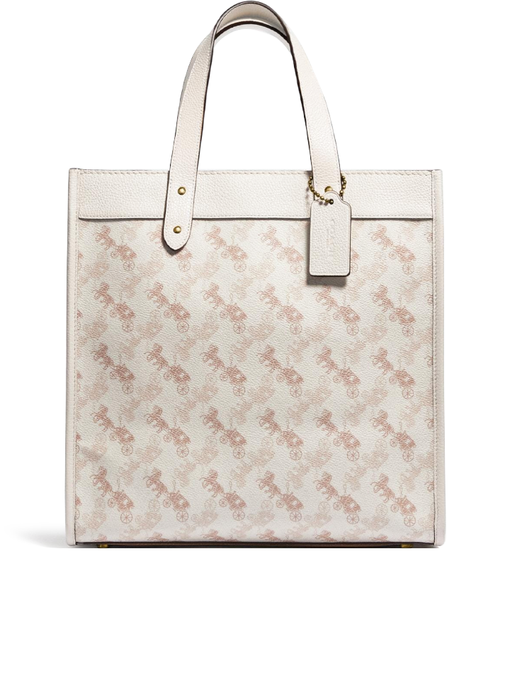 Coach 89143 Field Tote With Horse And Carriage Print Chalk Taupe