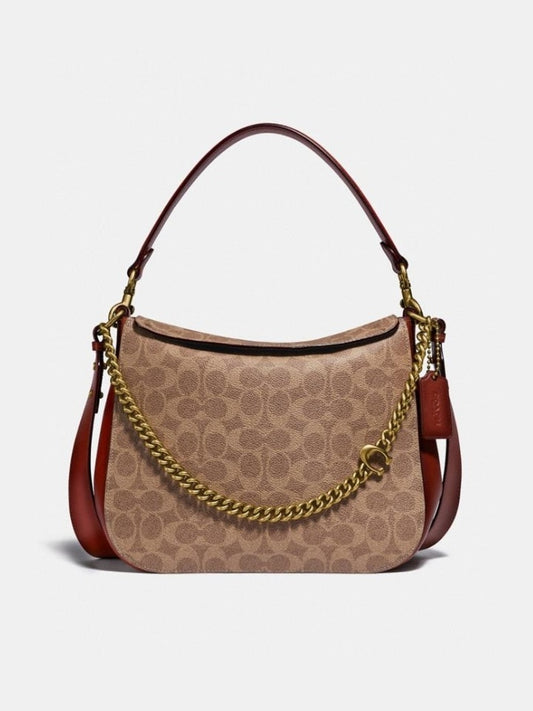 Coach 89177 Crossbody Signature Chain Hobo Tan Rust