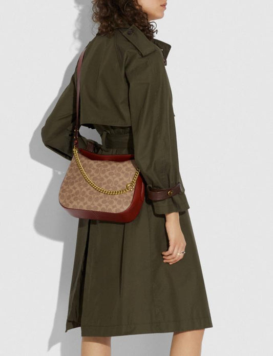 Coach 89177 Crossbody Signature Chain Hobo Tan Rust