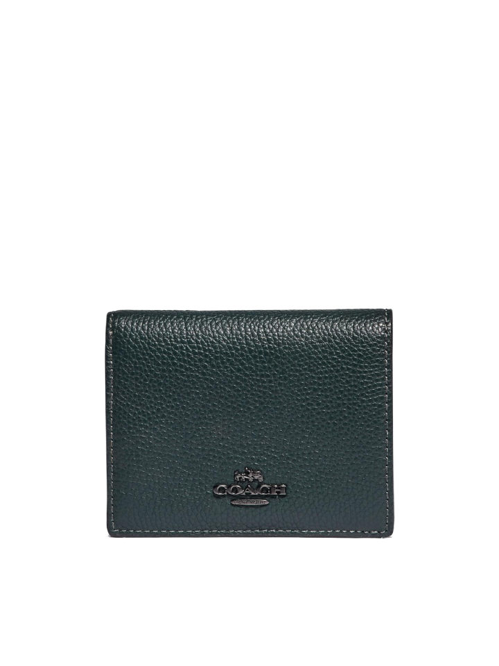 Coach 89311 Small Snap Wallet With Colorblock Interior Pine Green Mult Balilene