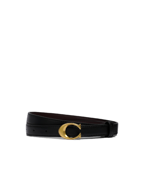 NWT! Coach 89352 Signature Buckle Belt 18mm In Black/Oxblood & Gold tone Size S Coach Women main image 2