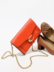 Coach 89364 Tabby Chain Clutch Red Orange