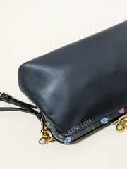 Coach 901 Kisslock Clutch With Blocked Floral Print Navy/Black Multi