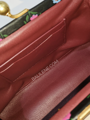 Coach 901 Kisslock Clutch With Blocked Floral Print Navy/Black Multi