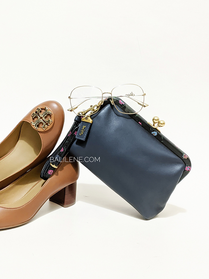 Coach 901 Kisslock Clutch With Blocked Floral Print Navy/Black Multi