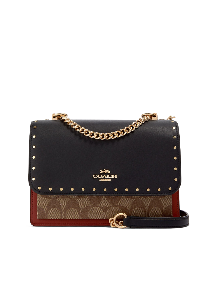 Coach parker top handle sales in signature canvas with rivets