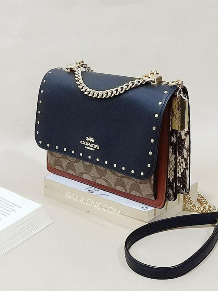    Coach-90400-Klare-Crossbody-In-Signature-Canvas-With-Rivets-Khaki-Multi-Balilene-detail-depan