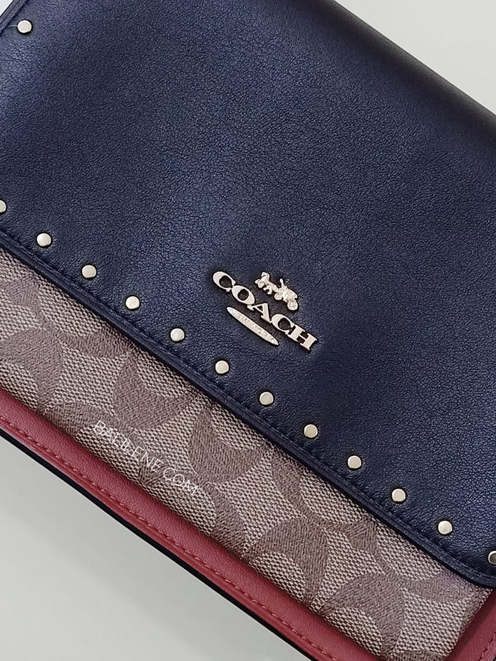     Coach-90400-Klare-Crossbody-In-Signature-Canvas-With-Rivets-Khaki-Multi-Balilene-detail-logo
