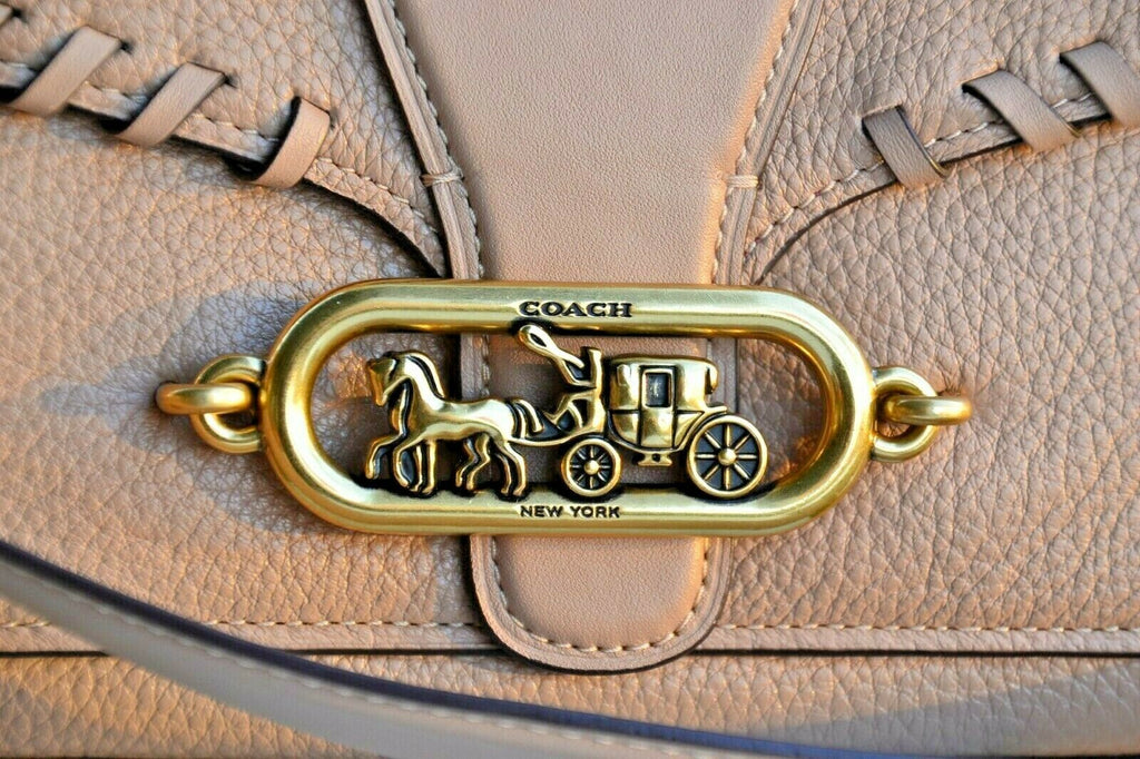 Coach 91025 Jade Shoulder Bag Leather Whipstitch Taupe