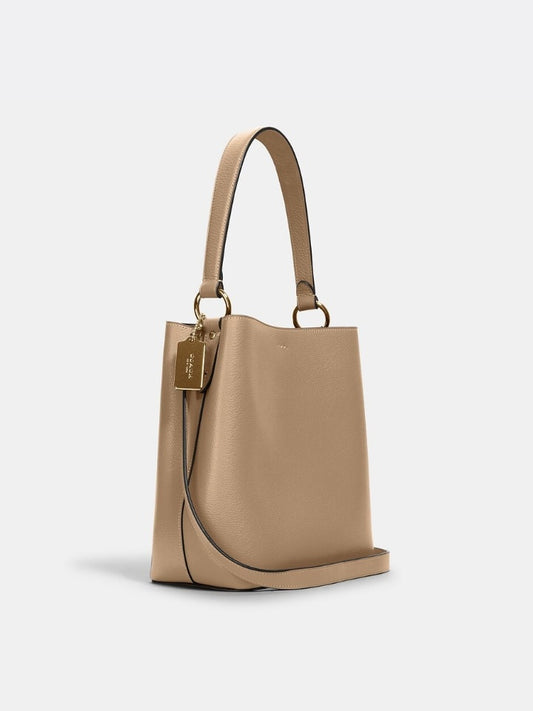 Coach 91122 Leather Town Bucket Bag Taupe Oxblood