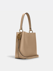 Coach 91122 Leather Town Bucket Bag Taupe Oxblood