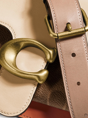 Coach 91215 Tabby Shoulder Bag 26 With Signature Canvas Tan Ivory