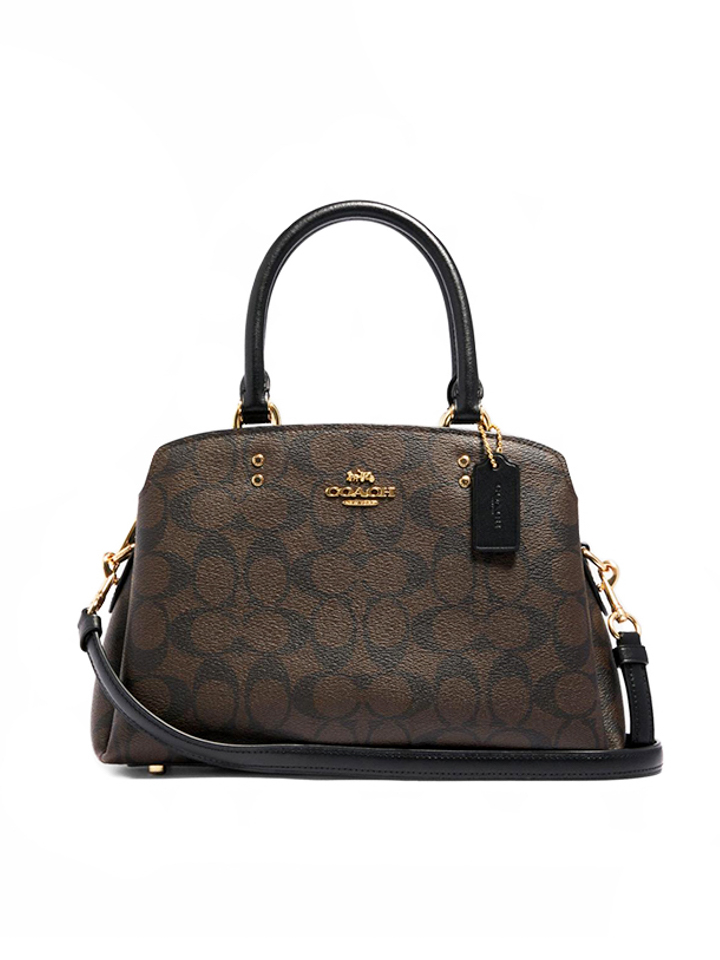 Coach Mini Lillie Carryall In Signature Canvas Brown Black