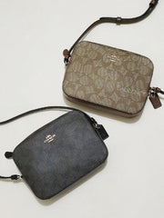 Coach 91677 Mini Camera Bag In Signature Canvas Brown Black