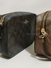 Coach 91677 Mini Camera Bag In Signature Canvas Brown Black