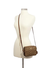 Coach 91677 Mini Camera Bag In Signature Canvas Saddle