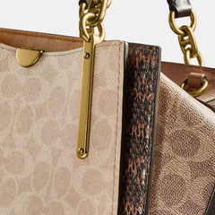 Coach 93810 Dreamer 27 Signature Blocked Snake Tan Sand