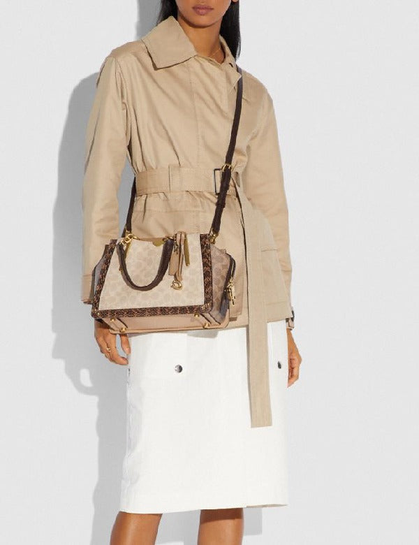 Coach 93810 Dreamer 27 Signature Blocked Snake Tan Sand
