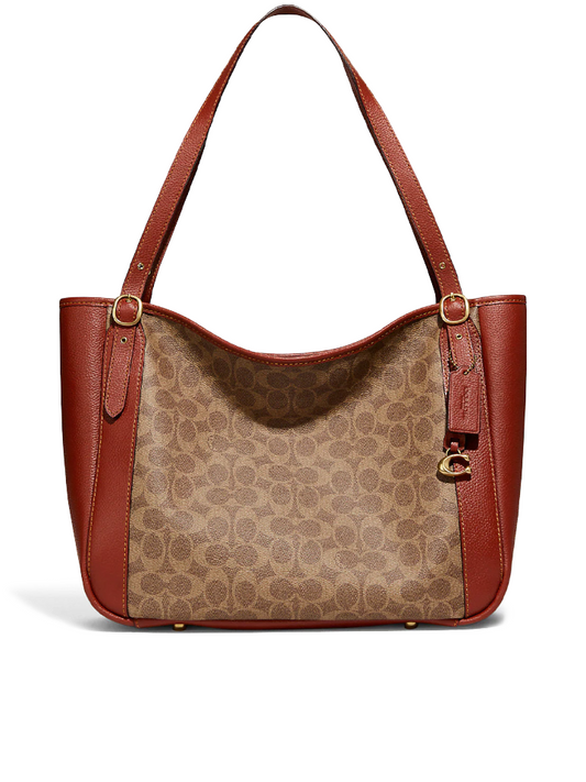 Coach Alana Tote In Signature Canvas Bag Tan Rust