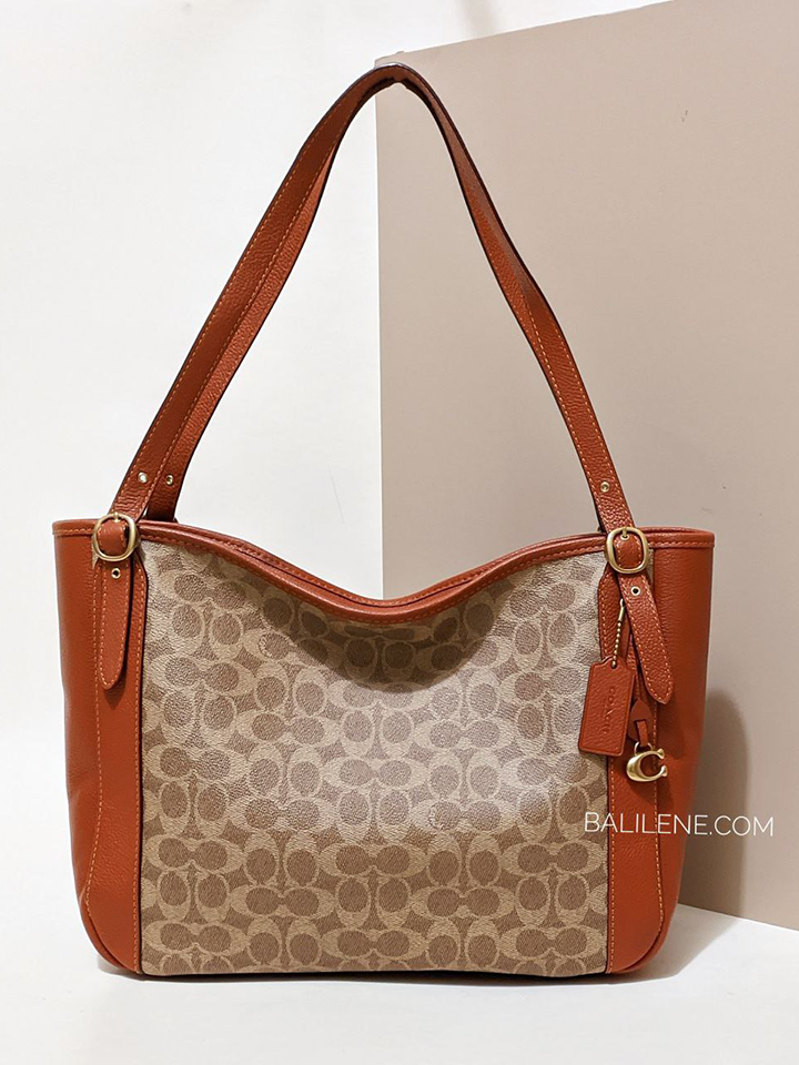 Coach Alana Tote In Signature Canvas Bag Tan Rust