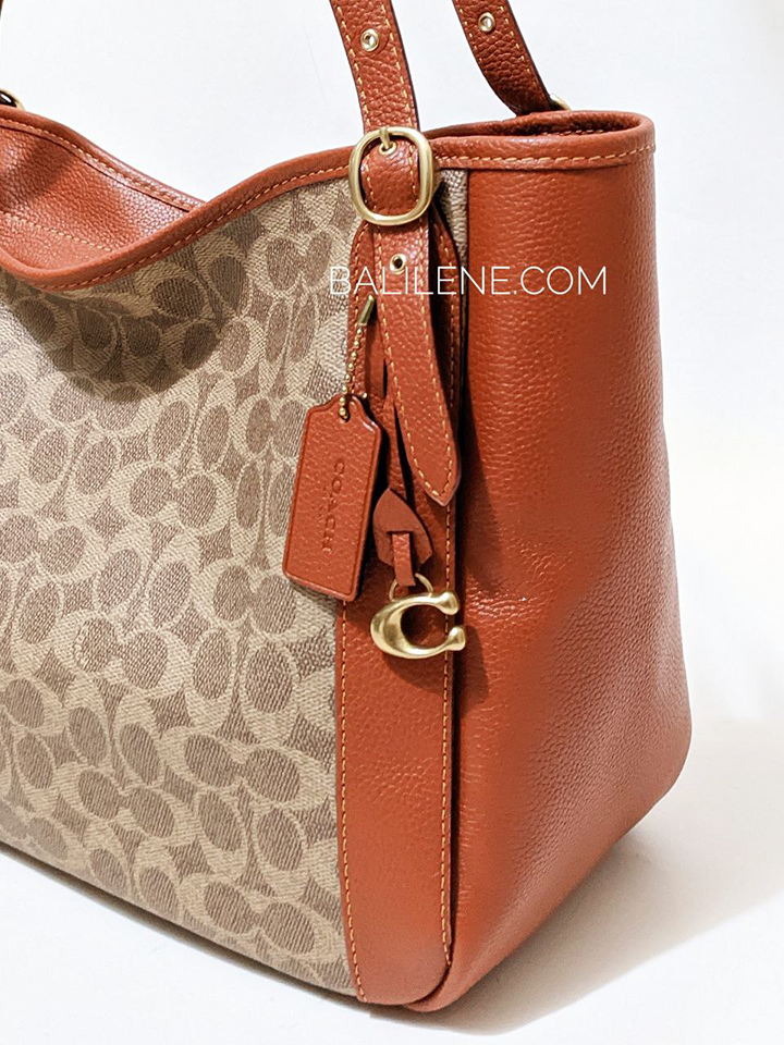 Coach Alana Tote In Signature Canvas Bag Tan Rust