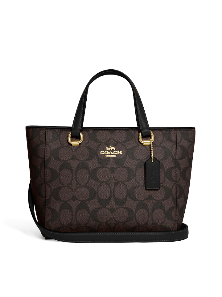 Coach-Alice-Satchel-In-Signature-Canvas-Brown-Black-Balilene-depan