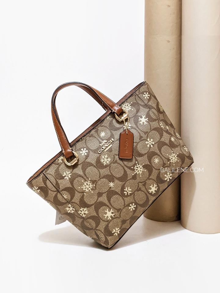 Coach Alice Satchel In Signature Canvas With Snowflake Print Khaki/Gold Multi