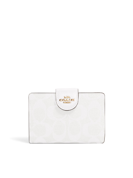 Coach Medium Corner Zip Wallet In Signature Canvas Glacier White