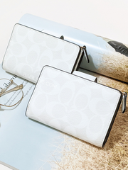 Coach Medium Corner Zip Wallet In Signature Canvas Glacier White