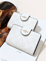 Coach Medium Corner Zip Wallet In Signature Canvas Glacier White