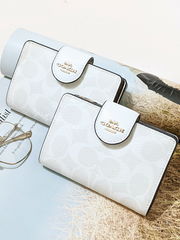 Coach Medium Corner Zip Wallet In Signature Canvas Glacier White