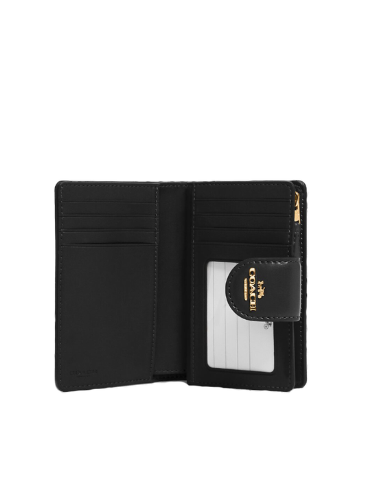 Coach Medium Corner Zip Wallet In Signature Canvas Brown Black