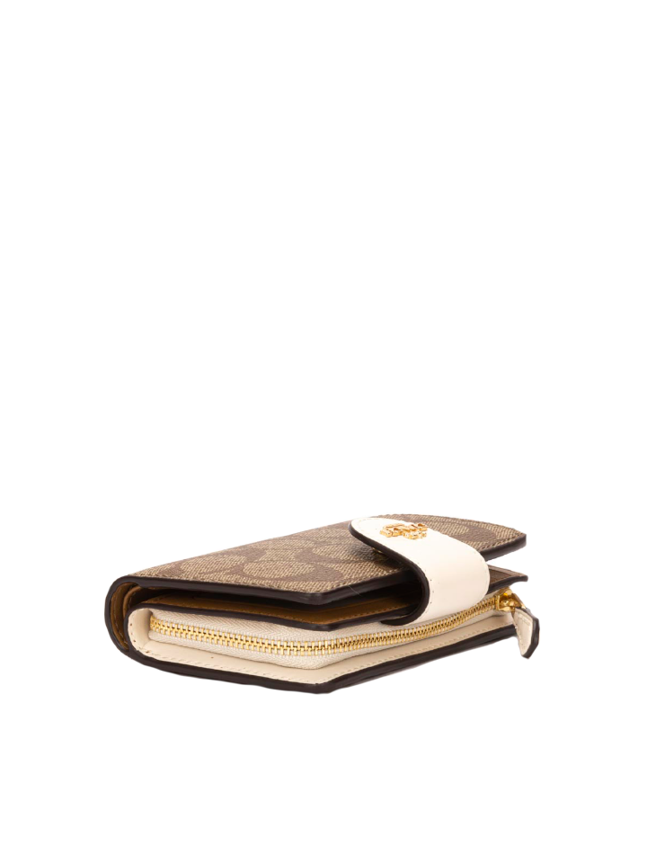 Coach Medium Corner Zip Wallet In Signature Canvas Light Khaki