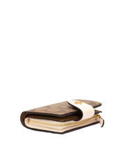 Coach Medium Corner Zip Wallet In Signature Canvas Light Khaki