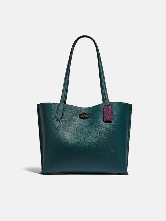 Coach C0690 Willow Tote With Signtaure Canvas Interior Forest
