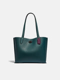 Coach C0690 Willow Tote With Signtaure Canvas Interior Forest