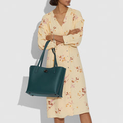 Coach C0690 Willow Tote With Signtaure Canvas Interior Forest