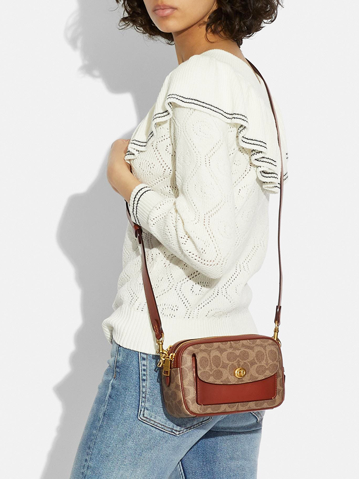 Coach C0694 Willow Camera Bag In Signature Canvas Tan Rust