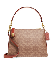 Coach C0696 Turnlock Clasp Crossbody Signature Tan Rust